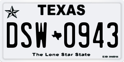 TX license plate DSW0943