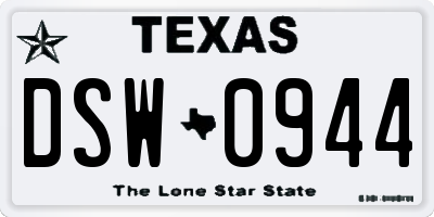 TX license plate DSW0944