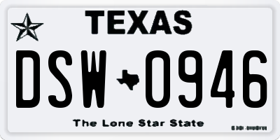 TX license plate DSW0946