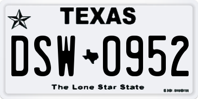 TX license plate DSW0952