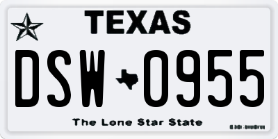 TX license plate DSW0955