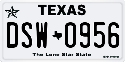 TX license plate DSW0956