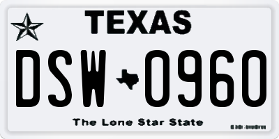TX license plate DSW0960