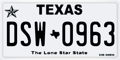 TX license plate DSW0963