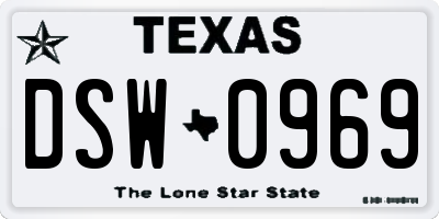 TX license plate DSW0969