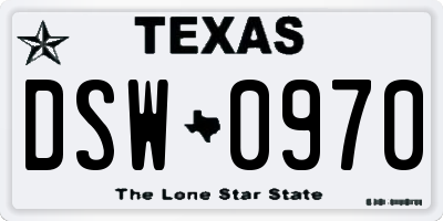 TX license plate DSW0970