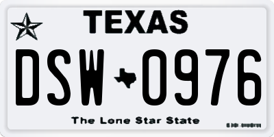 TX license plate DSW0976