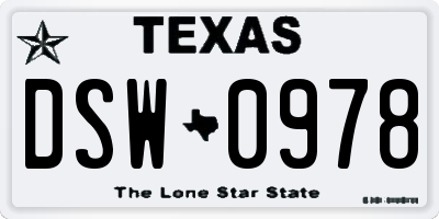 TX license plate DSW0978