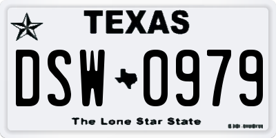 TX license plate DSW0979