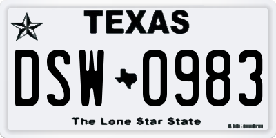 TX license plate DSW0983
