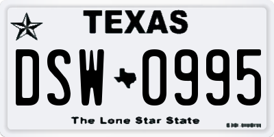 TX license plate DSW0995