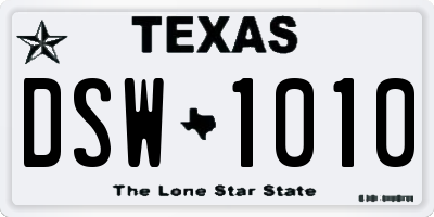 TX license plate DSW1010