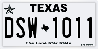 TX license plate DSW1011