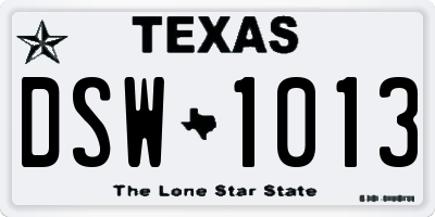 TX license plate DSW1013