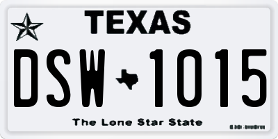 TX license plate DSW1015