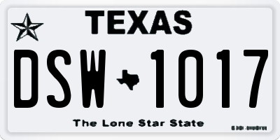 TX license plate DSW1017