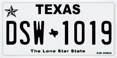 TX license plate DSW1019