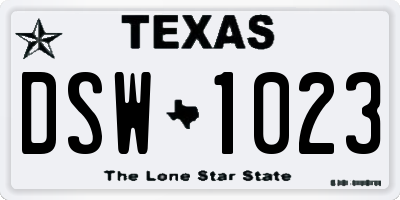 TX license plate DSW1023