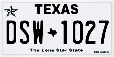TX license plate DSW1027
