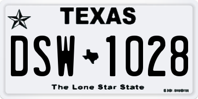 TX license plate DSW1028