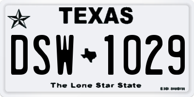 TX license plate DSW1029