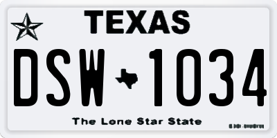TX license plate DSW1034