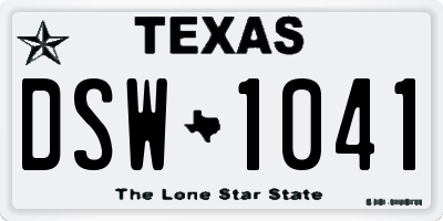 TX license plate DSW1041