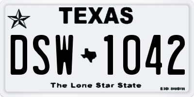 TX license plate DSW1042