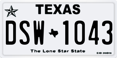TX license plate DSW1043