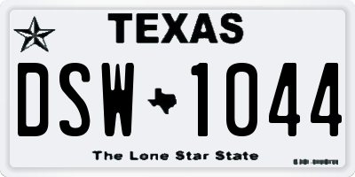 TX license plate DSW1044