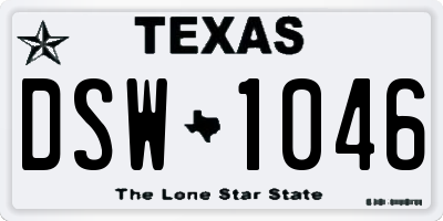 TX license plate DSW1046