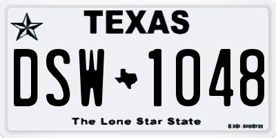 TX license plate DSW1048