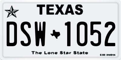 TX license plate DSW1052
