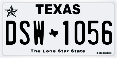 TX license plate DSW1056