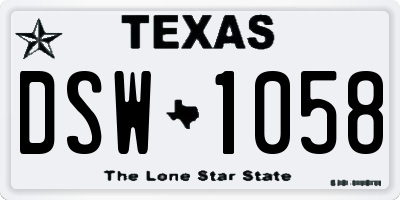 TX license plate DSW1058