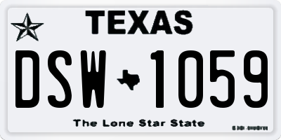 TX license plate DSW1059