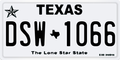 TX license plate DSW1066