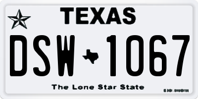 TX license plate DSW1067