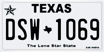 TX license plate DSW1069
