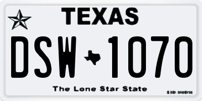 TX license plate DSW1070