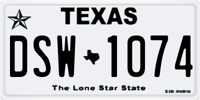 TX license plate DSW1074