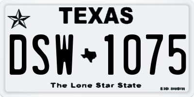 TX license plate DSW1075