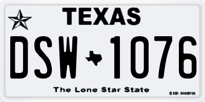 TX license plate DSW1076