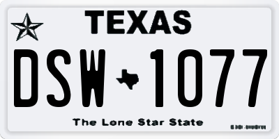 TX license plate DSW1077