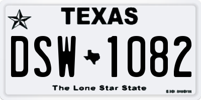TX license plate DSW1082