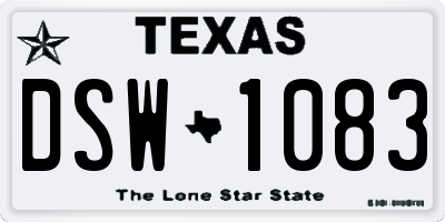 TX license plate DSW1083