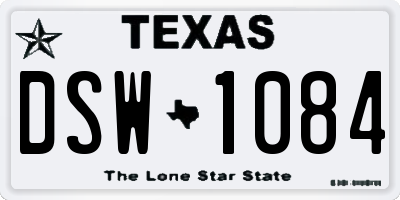 TX license plate DSW1084