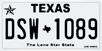 TX license plate DSW1089