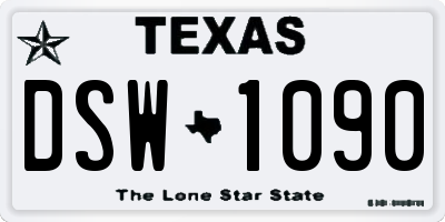 TX license plate DSW1090