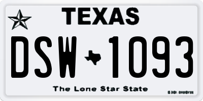 TX license plate DSW1093